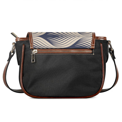 Vintage Geometric Leaf Pattern Print Saddle Bag