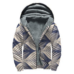 Vintage Geometric Leaf Pattern Print Sherpa Lined Zip Up Hoodie