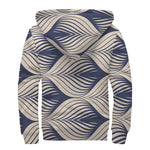 Vintage Geometric Leaf Pattern Print Sherpa Lined Zip Up Hoodie