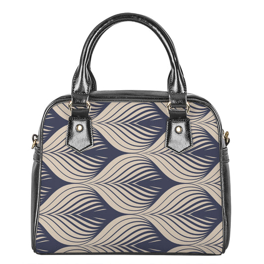Vintage Geometric Leaf Pattern Print Shoulder Handbag