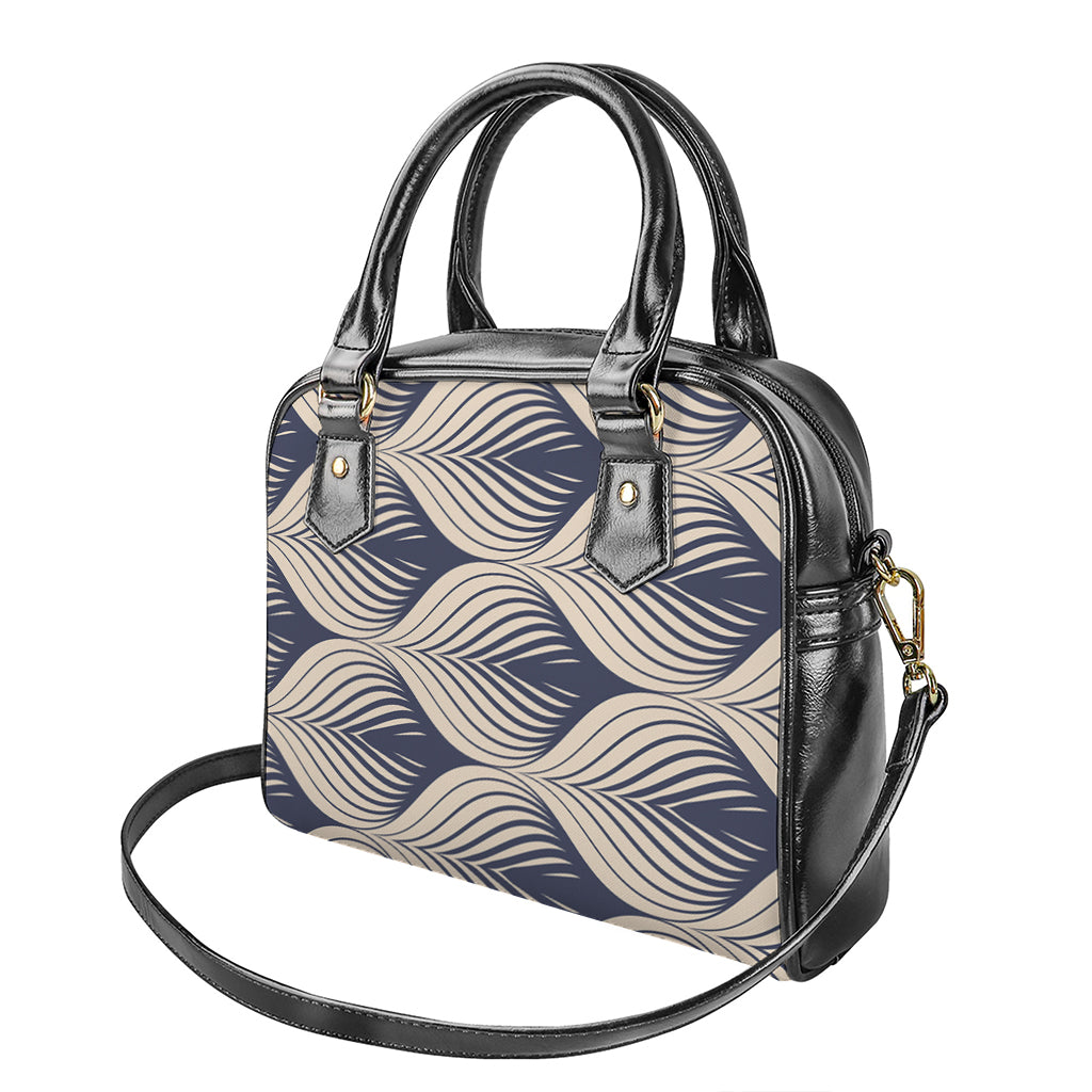 Vintage Geometric Leaf Pattern Print Shoulder Handbag