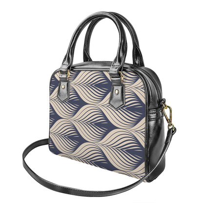 Vintage Geometric Leaf Pattern Print Shoulder Handbag