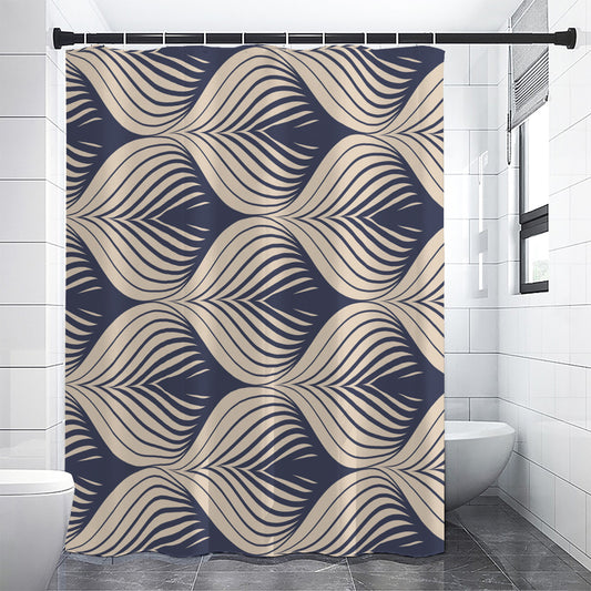 Vintage Geometric Leaf Pattern Print Shower Curtain