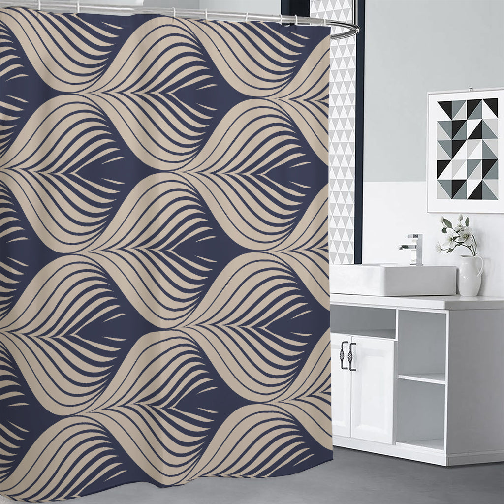 Vintage Geometric Leaf Pattern Print Shower Curtain