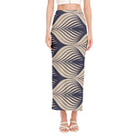 Vintage Geometric Leaf Pattern Print Side Slit Maxi Skirt