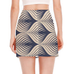 Vintage Geometric Leaf Pattern Print Side Slit Mini Skirt