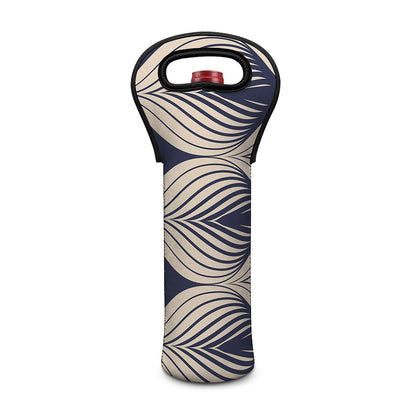 Vintage Geometric Leaf Pattern Print Single Neoprene Wine Tote