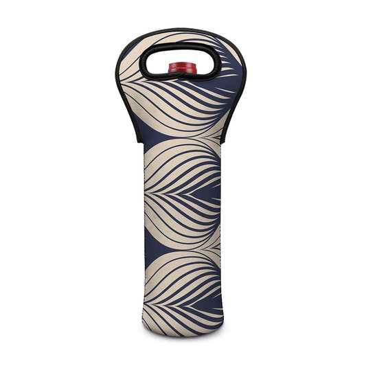 Vintage Geometric Leaf Pattern Print Single Neoprene Wine Tote