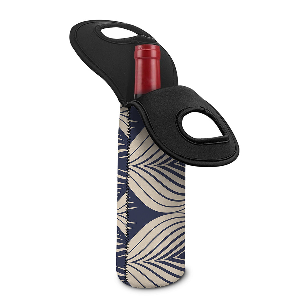 Vintage Geometric Leaf Pattern Print Single Neoprene Wine Tote
