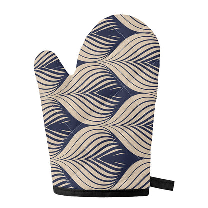 Vintage Geometric Leaf Pattern Print Single Oven Mitt