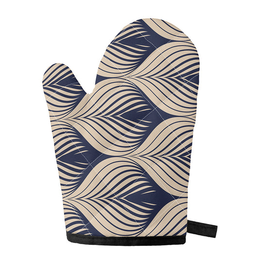 Vintage Geometric Leaf Pattern Print Single Oven Mitt