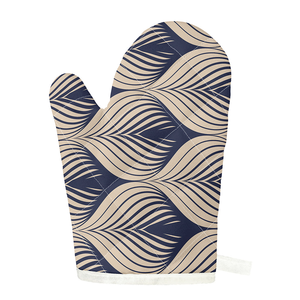 Vintage Geometric Leaf Pattern Print Single Oven Mitt