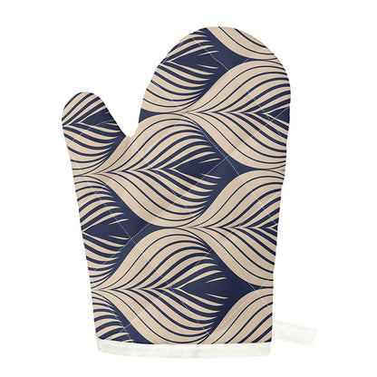 Vintage Geometric Leaf Pattern Print Single Oven Mitt