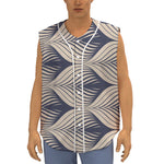 Vintage Geometric Leaf Pattern Print Sleeveless Baseball Jersey