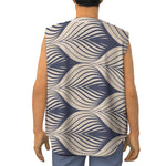 Vintage Geometric Leaf Pattern Print Sleeveless Baseball Jersey