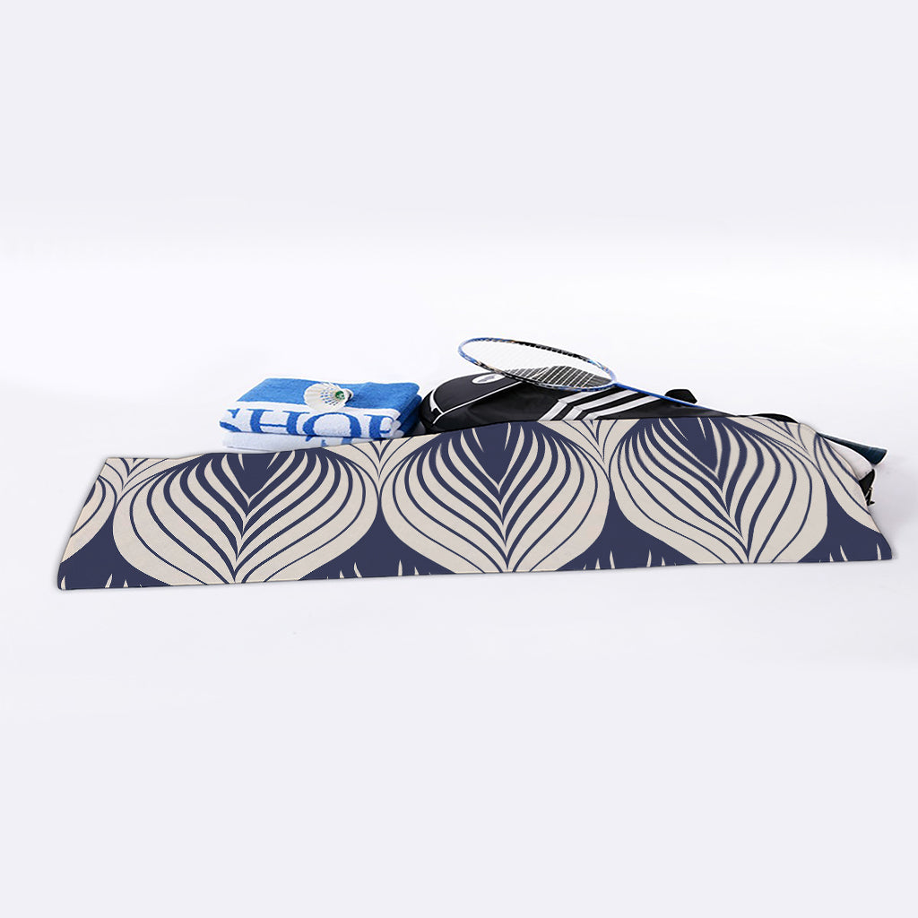 Vintage Geometric Leaf Pattern Print Sports Towel