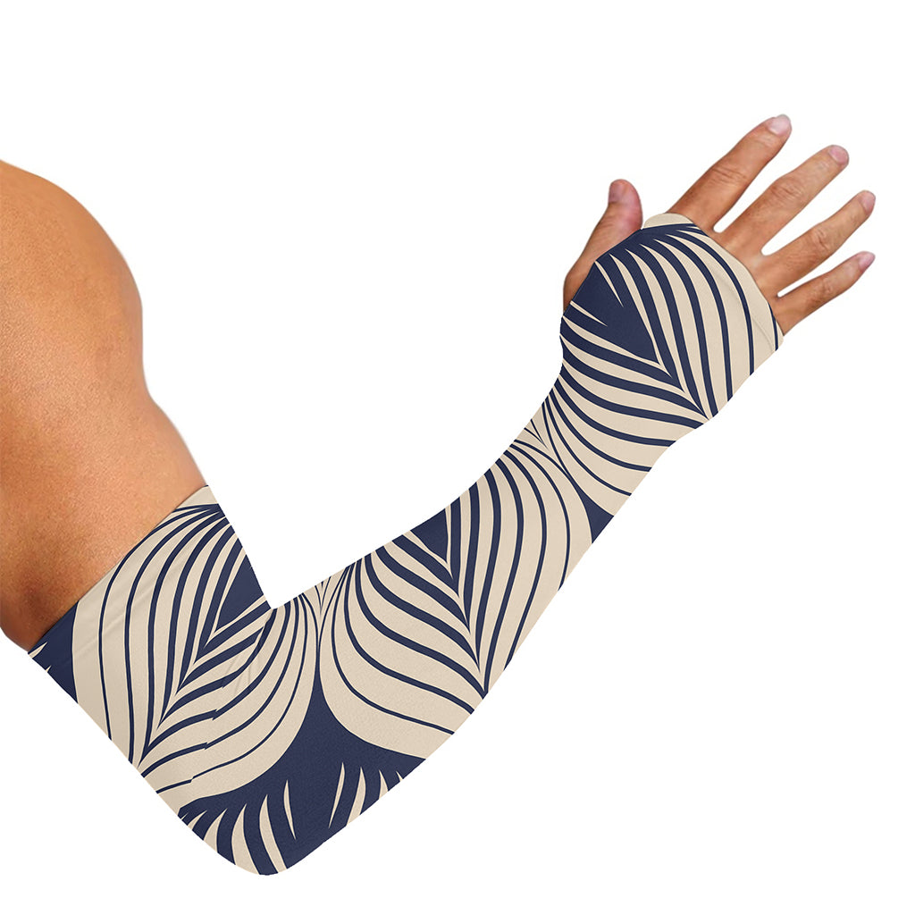 Vintage Geometric Leaf Pattern Print Sun Protection Arm Sleeves