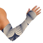 Vintage Geometric Leaf Pattern Print Sun Protection Arm Sleeves