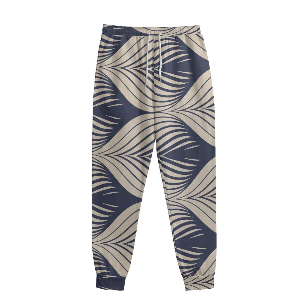 Vintage Geometric Leaf Pattern Print Sweatpants