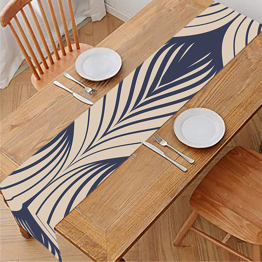Vintage Geometric Leaf Pattern Print Table Runner