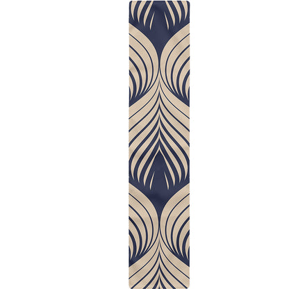 Vintage Geometric Leaf Pattern Print Table Runner