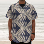 Vintage Geometric Leaf Pattern Print Textured Short Sleeve Shirt