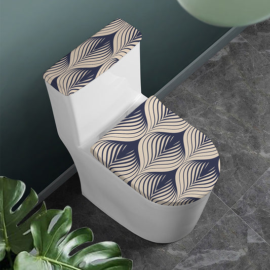 Vintage Geometric Leaf Pattern Print Toilet Lid And Tank Cover Set