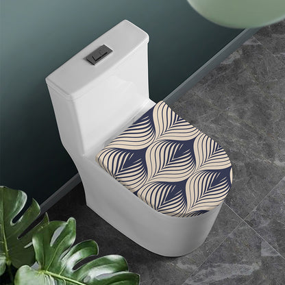 Vintage Geometric Leaf Pattern Print Toilet Lid Cover