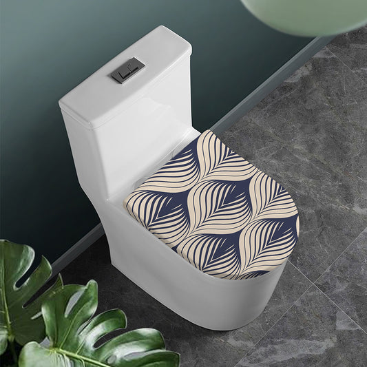 Vintage Geometric Leaf Pattern Print Toilet Lid Cover