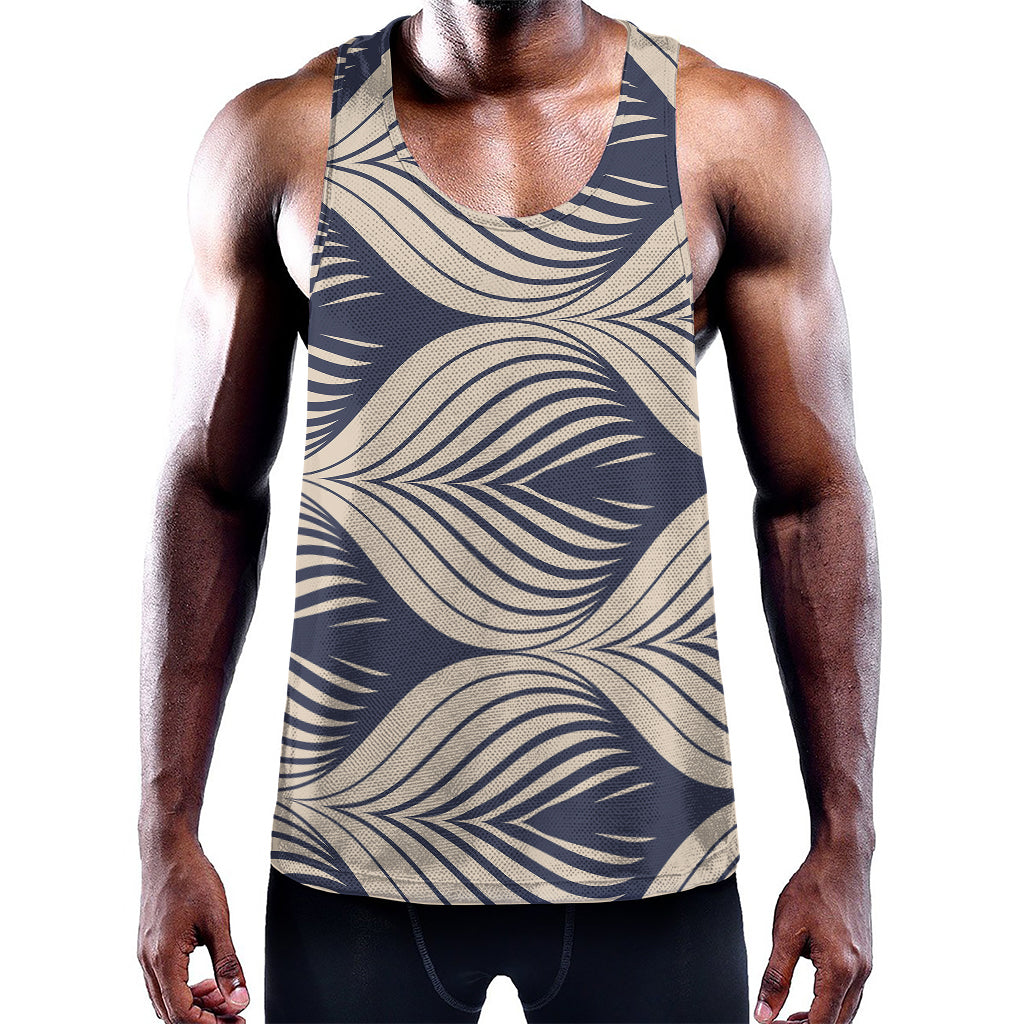 Vintage Geometric Leaf Pattern Print Training Tank Top