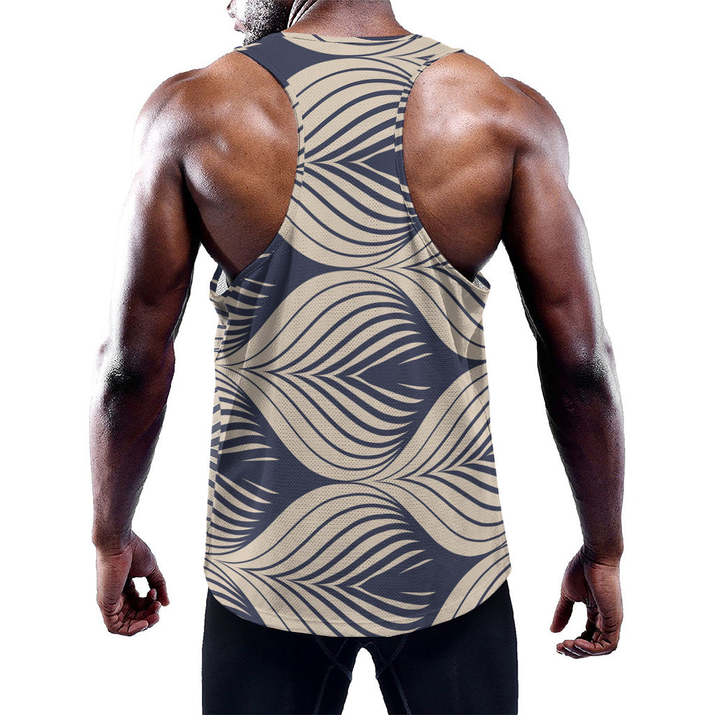 Vintage Geometric Leaf Pattern Print Training Tank Top