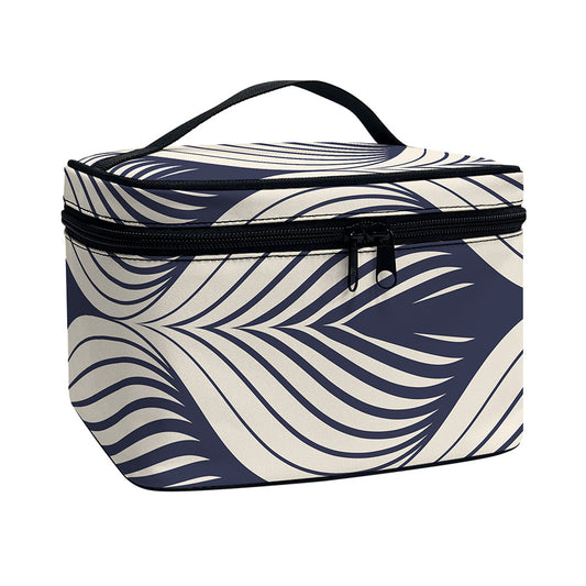 Vintage Geometric Leaf Pattern Print Travel Makeup Bag
