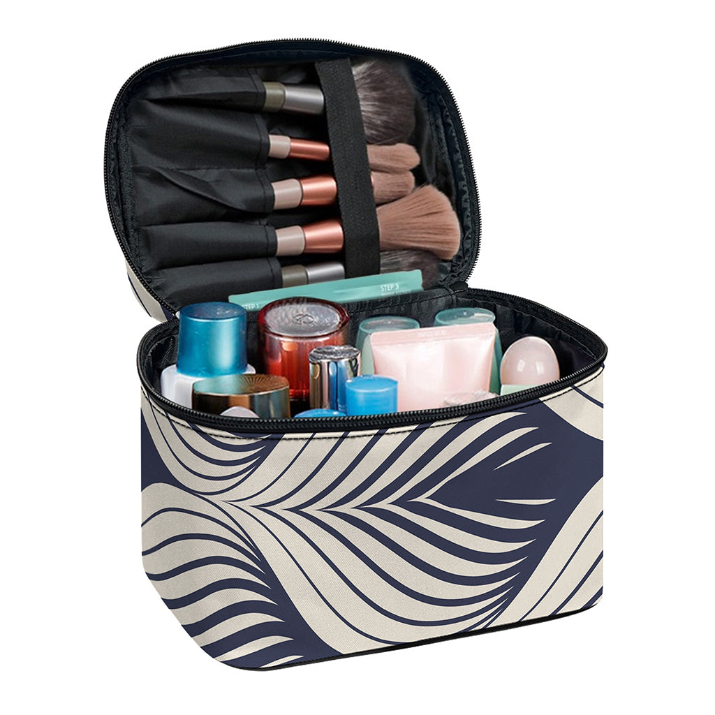 Vintage Geometric Leaf Pattern Print Travel Makeup Bag