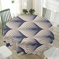 Vintage Geometric Leaf Pattern Print Waterproof Round Tablecloth