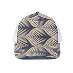 Vintage Geometric Leaf Pattern Print White Mesh Trucker Cap