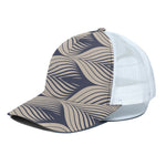 Vintage Geometric Leaf Pattern Print White Mesh Trucker Cap