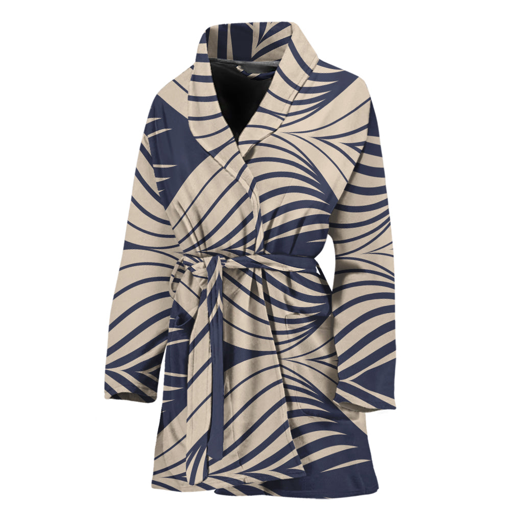 Vintage Geometric Leaf Pattern Print Women's Bathrobe