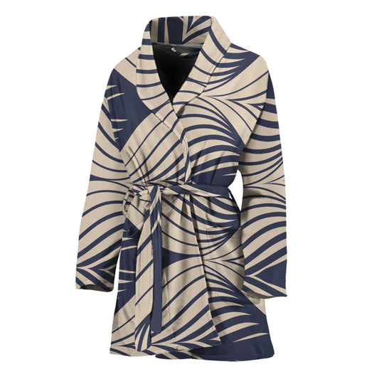 Vintage Geometric Leaf Pattern Print Women's Bathrobe