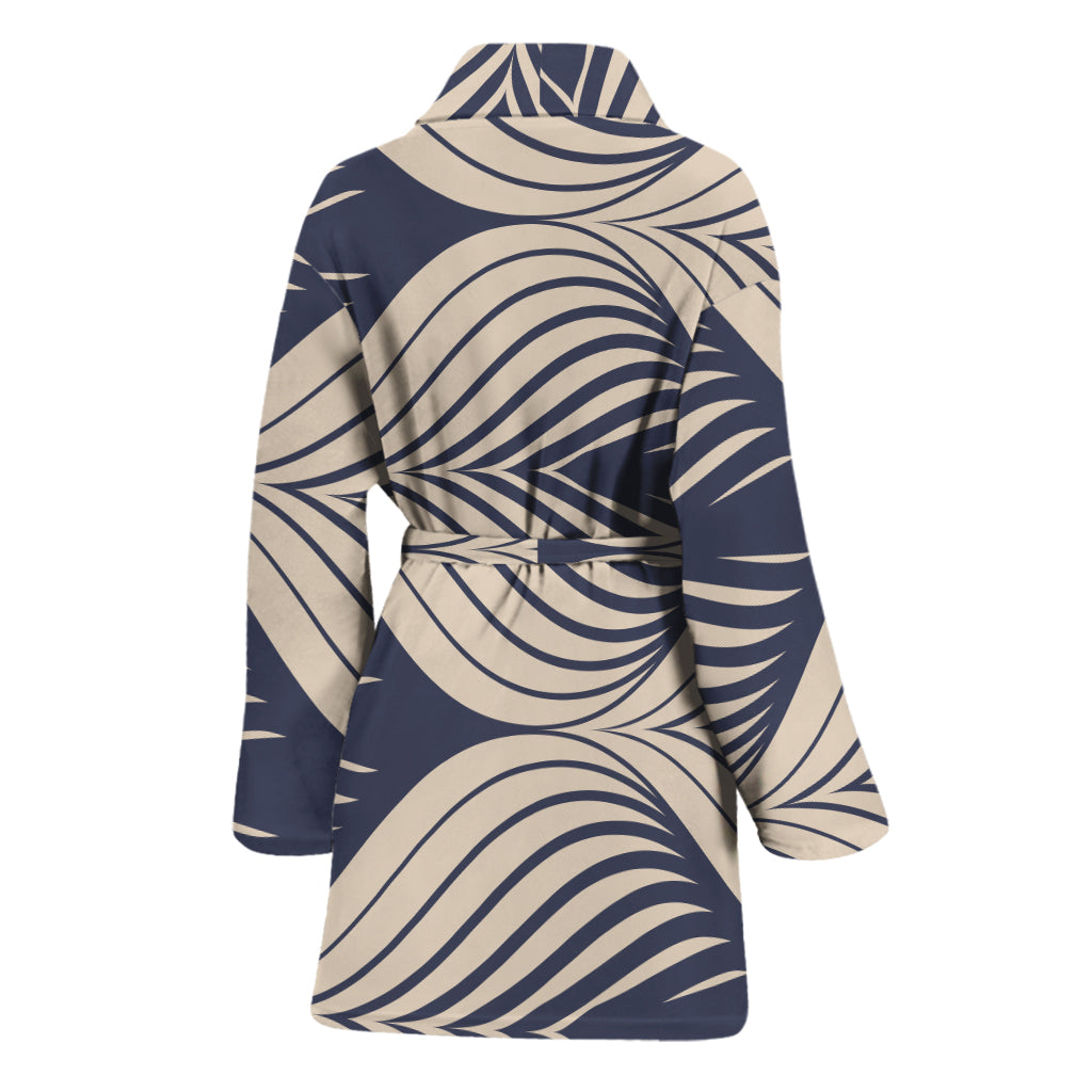 Vintage Geometric Leaf Pattern Print Women's Bathrobe
