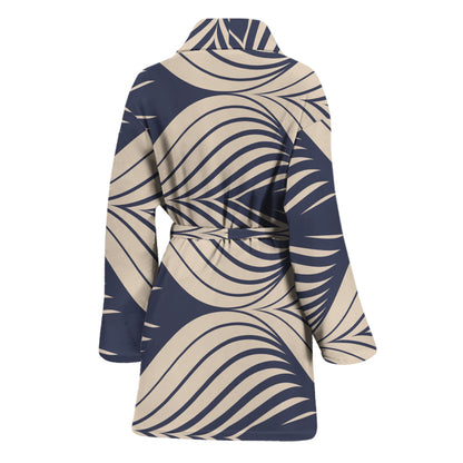 Vintage Geometric Leaf Pattern Print Women's Bathrobe