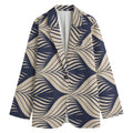 Vintage Geometric Leaf Pattern Print Women's Blazer