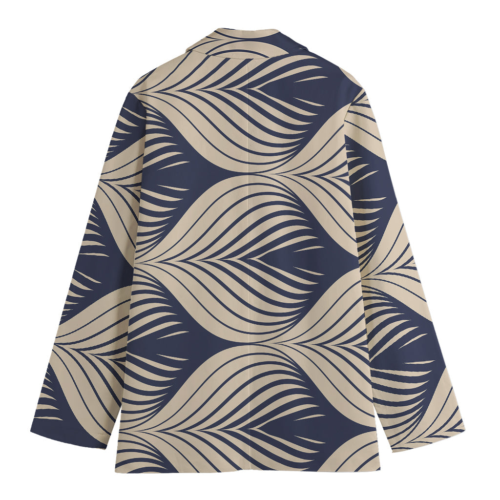 Vintage Geometric Leaf Pattern Print Women's Blazer