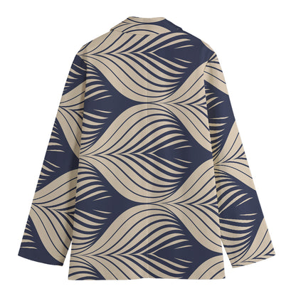 Vintage Geometric Leaf Pattern Print Women's Blazer