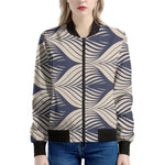 Vintage Geometric Leaf Pattern Print Women's Bomber Jacket