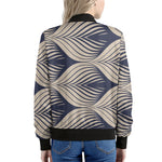 Vintage Geometric Leaf Pattern Print Women's Bomber Jacket