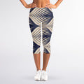 Vintage Geometric Leaf Pattern Print Women's Capri Leggings