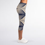 Vintage Geometric Leaf Pattern Print Women's Capri Leggings