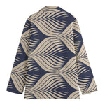 Vintage Geometric Leaf Pattern Print Women's Cotton Blazer