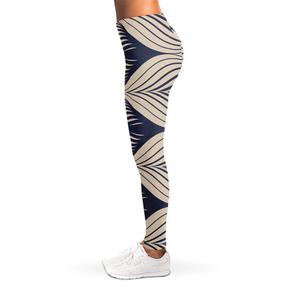 Vintage Geometric Leaf Pattern Print Women's Leggings