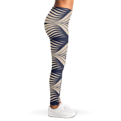 Vintage Geometric Leaf Pattern Print Women's Leggings